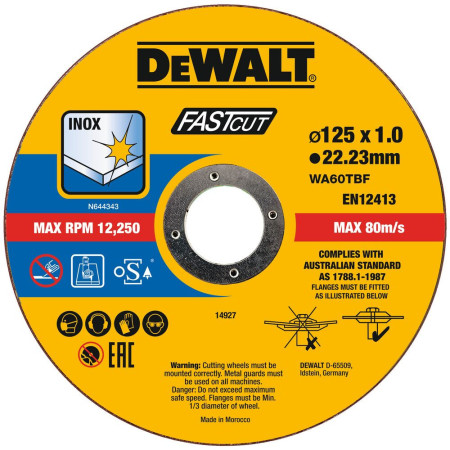 DeWalt DT20540-QZ – tarcza 125x1 mm INOX do cięcia stali